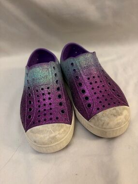 Native Shoes Kids Slip-On Sneakers in Purple with Teal Shimmer